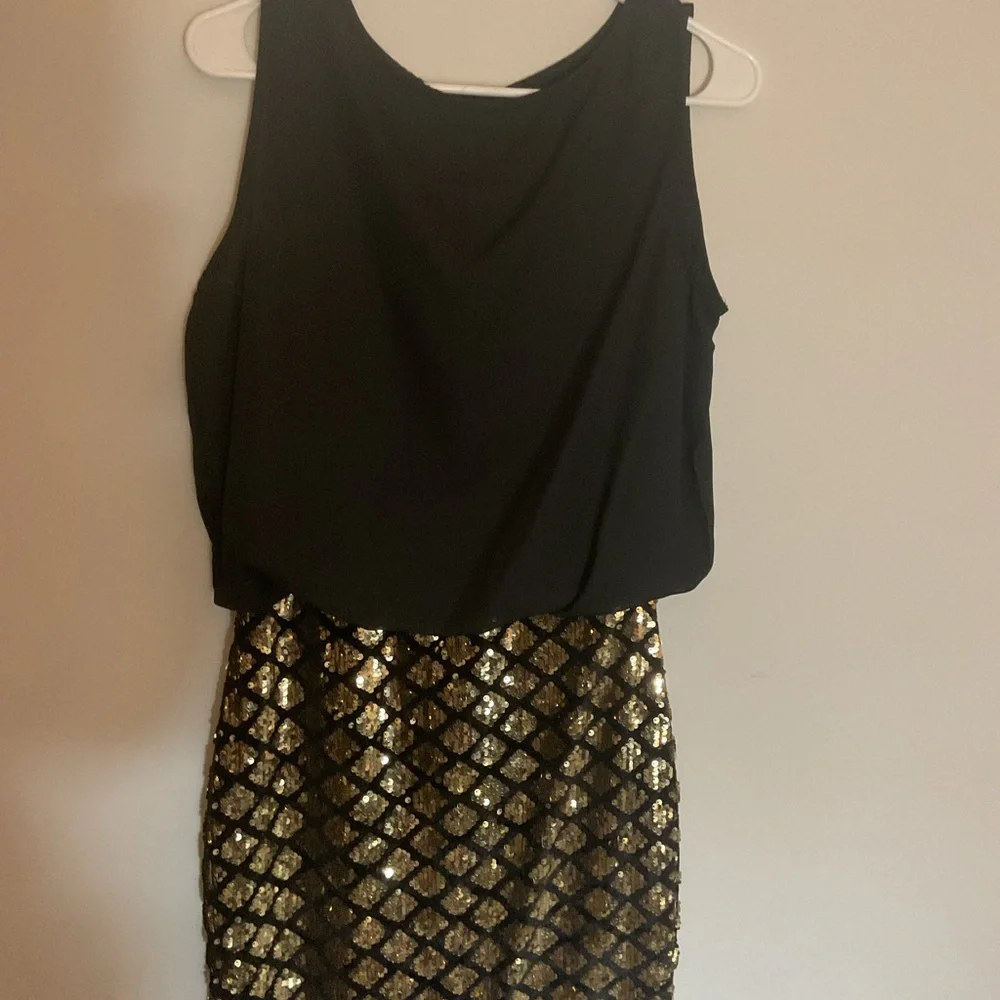SHEIN Black and Gold Mini Dress - Picture 1 of 6
